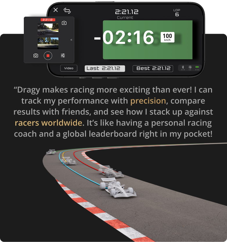 Dragy makes racing more exciting than ever! I can track my performance with precision, compare results with friends, and see how I stack up against racers worldwide. It’s like having a personal racing coach and a global leaderboard right in my pocket!